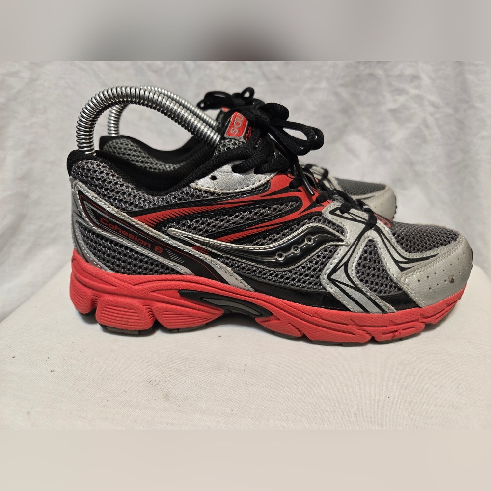 Saucony Grid Cohesion 6 LTT Boys Sz 4.5M Gray/Black/Silver Running/Walking Shoes - Picture 5 of 10